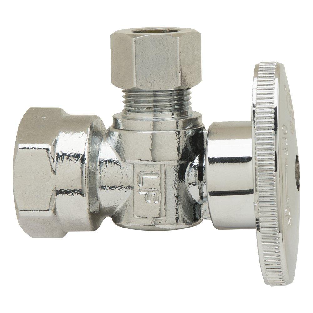 PlumbShop Chrome Female x Compression Quarter Turn Angle Supply Stop Valve in Chrome 