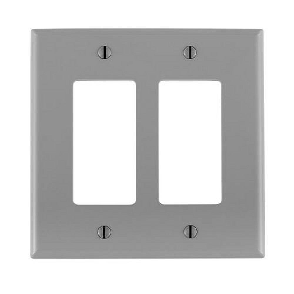 2-Gang Wall Plate &ndash; 2 Decora/GFCI, Gray Thermoplastic 