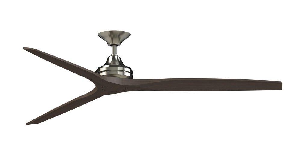 SPITFIRE DC 72 INCH INDOOR/OUTDOOR CEILING FAN DC MOTOR WITH DARK WALNUT BLADES - BRUSHED NICKEL 