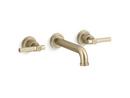 CENTRAL PARK WEST WALL-MOUNT SINK FAUCET LEVER HANDLES BRUSHED FRENCH GOLD FINISH 