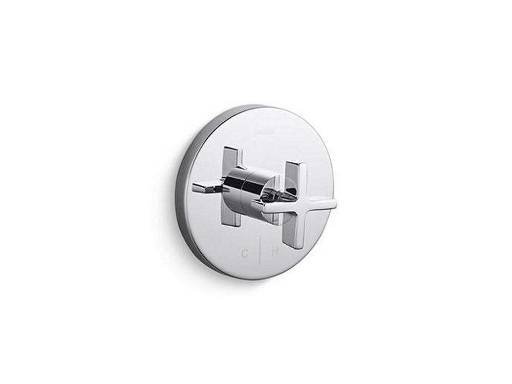ONE THERMOSTATIC TRIM CROSS HANDLE BRUSHED FRENCH GOLD FINISH 