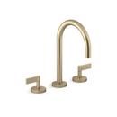 ONE SINK FAUCET GOOSENECK SPOUT LEVER HANDLES BRUSHED FRENCH GOLD FINISH 