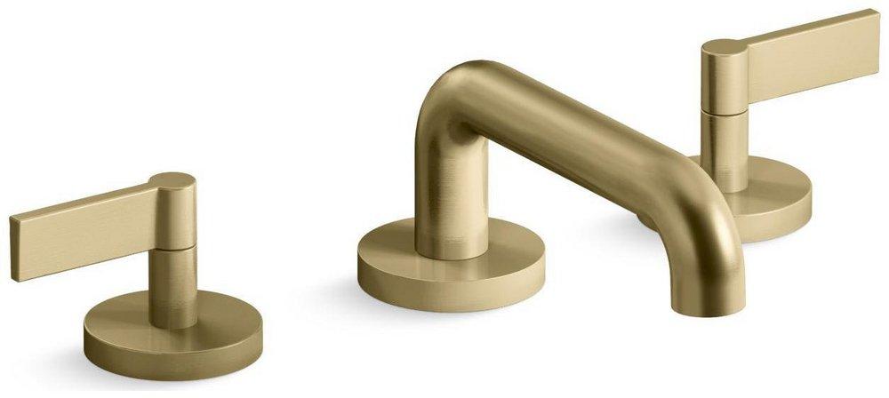 ONE SINK FAUCET LOW SPOUT LEVER HANDLES BRUSHED FRENCH GOLD FINISH 
