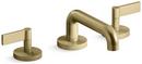 ONE SINK FAUCET LOW SPOUT LEVER HANDLES BRUSHED FRENCH GOLD FINISH 