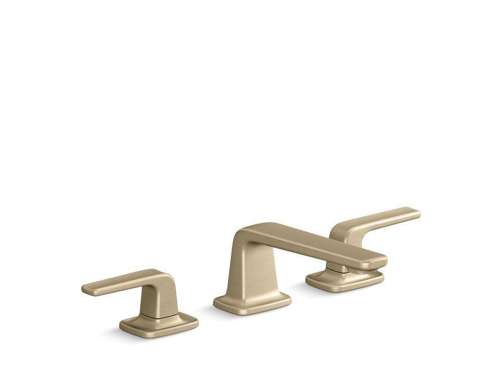 PER SE SINK FAUCET LOW SPOUT LEVER HANDLES BRUSHED FRENCH GOLD FINISH 