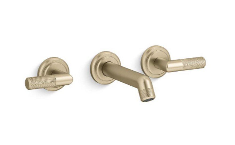 PINNA PALETTA WALL-MOUNT SINK FAUCET LEVER HANDLES BRUSHED FRENCH GOLD FINISH 