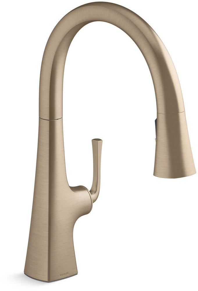 KOHLER Vibrant Brushed Bronze Single Handle Pull Down Kitchen Faucet 