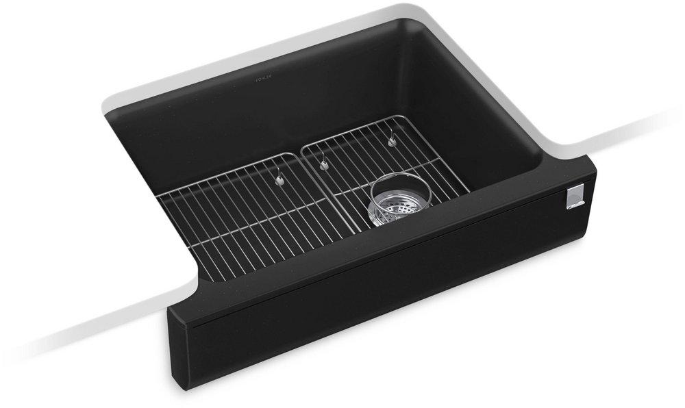 KOHLER Matte Black 29-11/16 x 21-3/16 in. No Hole Neoroc Single Bowl Undermount Kitchen Sink 