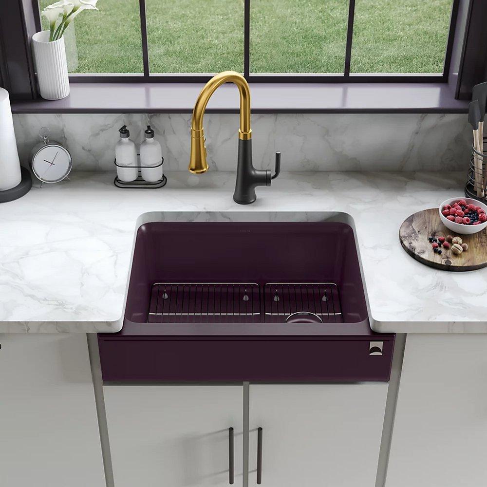 KOHLER Matte Black 29-11/16 x 21-3/16 in. No Hole Neoroc Single Bowl Undermount Kitchen Sink 