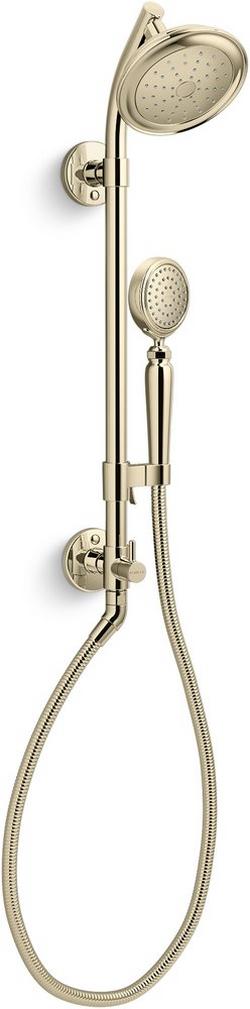 Single Function Showerhead with Hand Shower in Vibrant French Gold