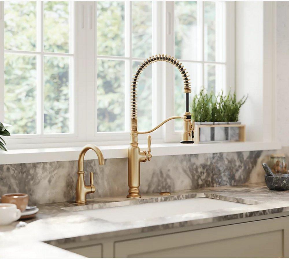 KOHLER Vibrant French Gold Single Handle Pull Down Kitchen Faucet 