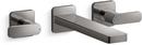 Two Handle Wall Mount Tub Filler in Vibrant Titanium