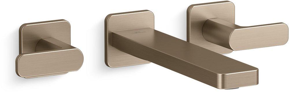 Two Handle Wall Mount Bathroom Sink Faucet in Vibrant Brushed Bronze 