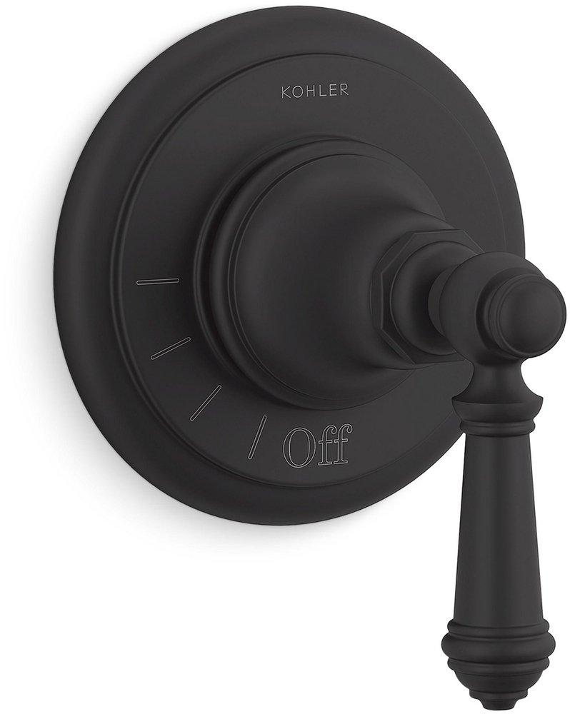 KOHLER Matte Black Single Handle Volume Control Valve Trim 