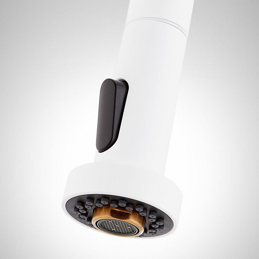 Signature Hardware Matte White Single Handle Pull Down Kitchen Faucet 