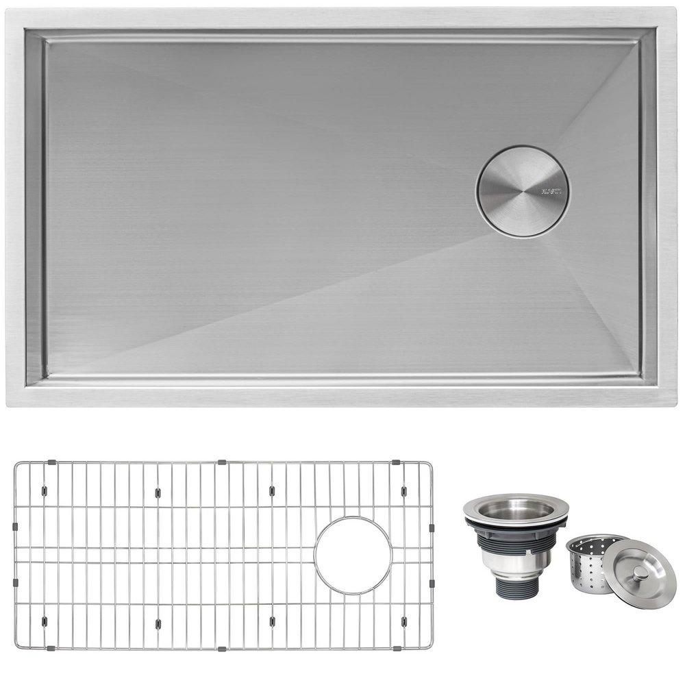 Ruvati 27 x 19 in. No Hole Single Bowl Undermount Kitchen Sink 