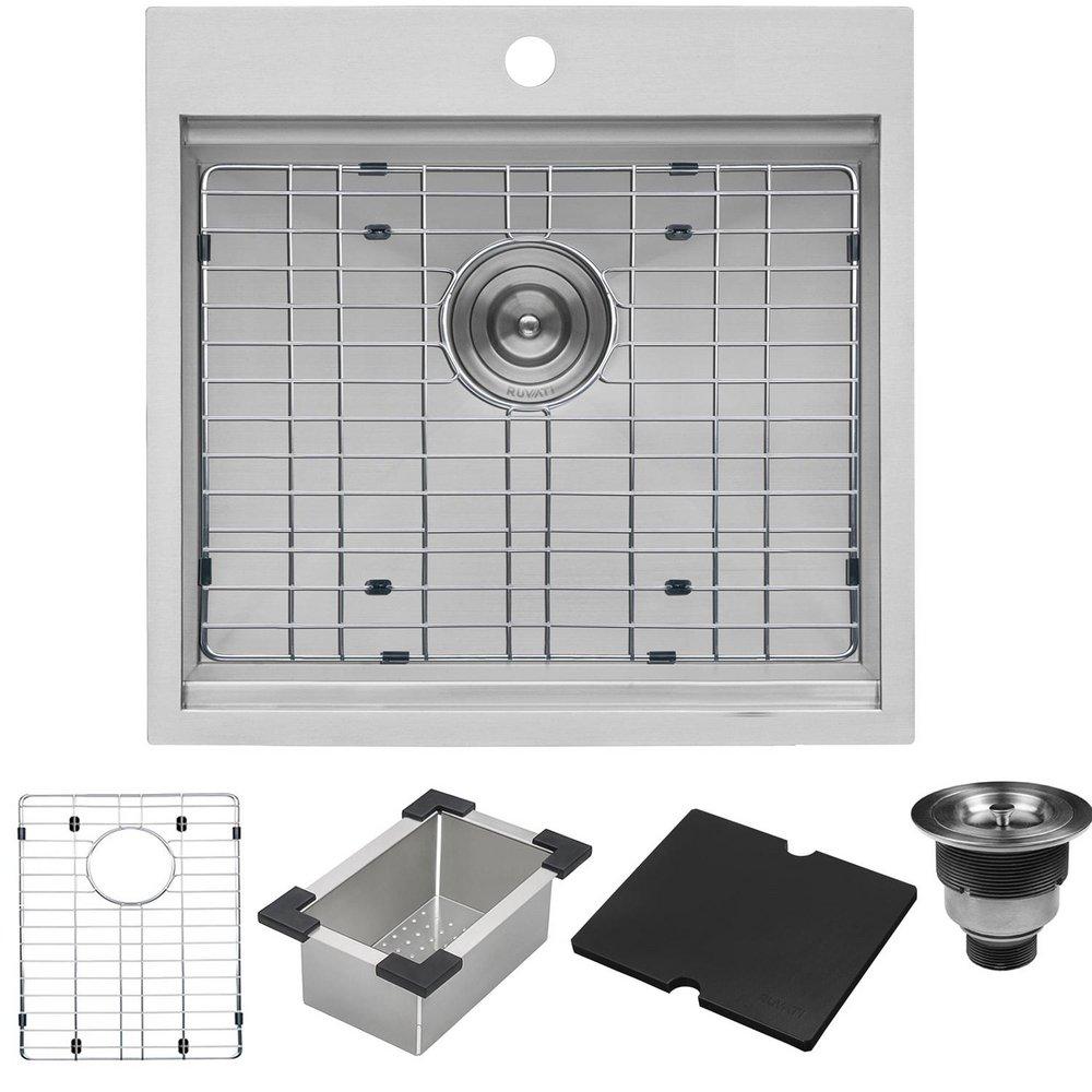 Ruvati 21 x 20 in. 1 Hole Single Bowl Drop-in Kitchen Sink 