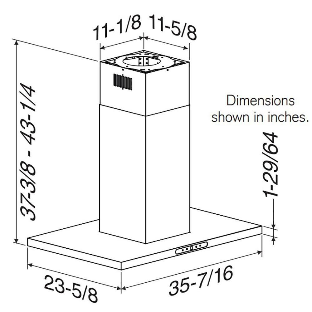 36 T-STYLE ISLAND 600 CFM SS 