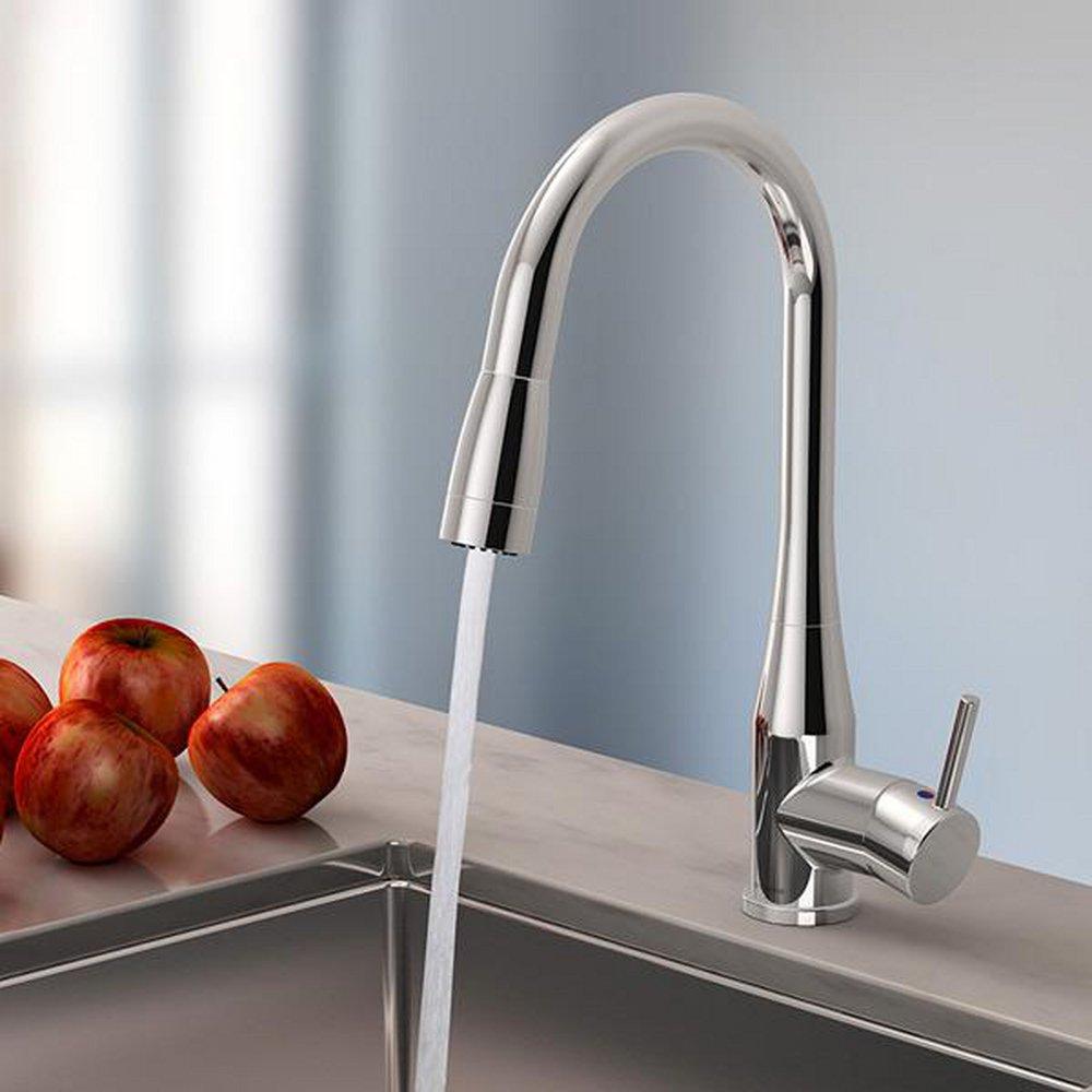 Single Handle Monoblock Bathroom Sink Faucet in Polished Chrome 