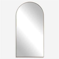 72 x 1 x 36 in. Flat Edge Arched Framed Mirror in Antique Brass
