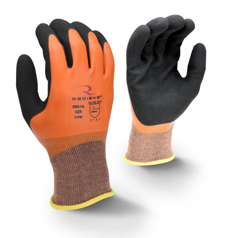 Radians Orange Plastic and Rubber Work Gloves 