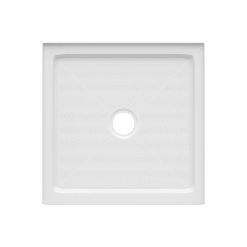 48 in. x 48 in. Shower Base with Center Drain in White 