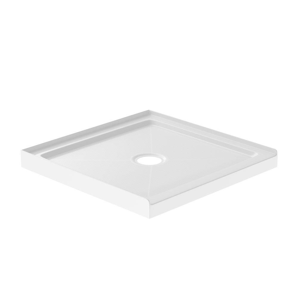48 in. x 48 in. Shower Base with Center Drain in White 