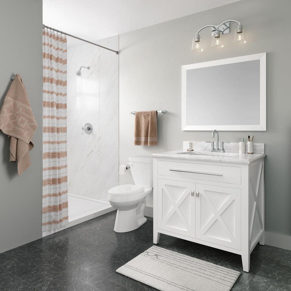 48 in. x 48 in. Shower Base with Center Drain in White 