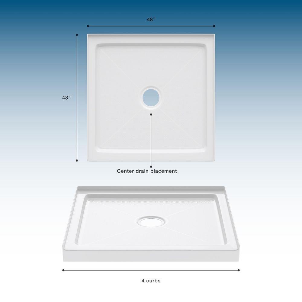 48 in. x 48 in. Shower Base with Center Drain in White 