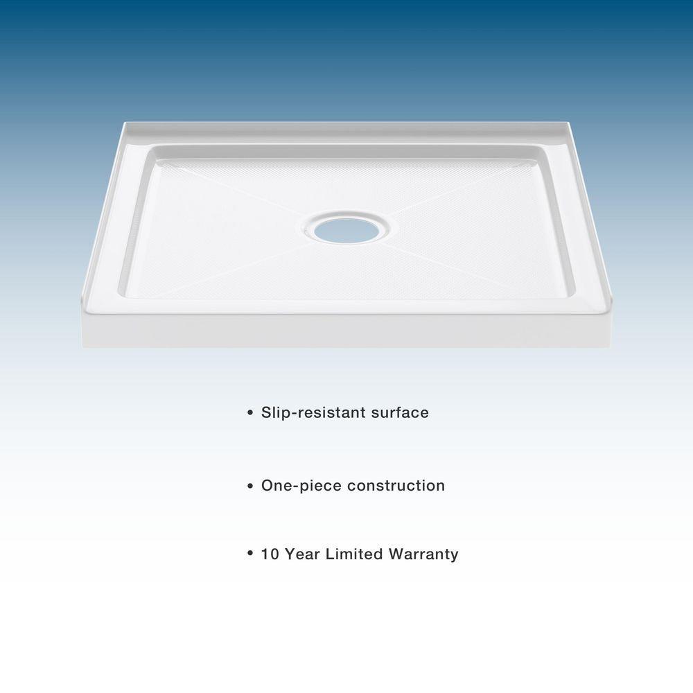 48 in. x 48 in. Shower Base with Center Drain in White 