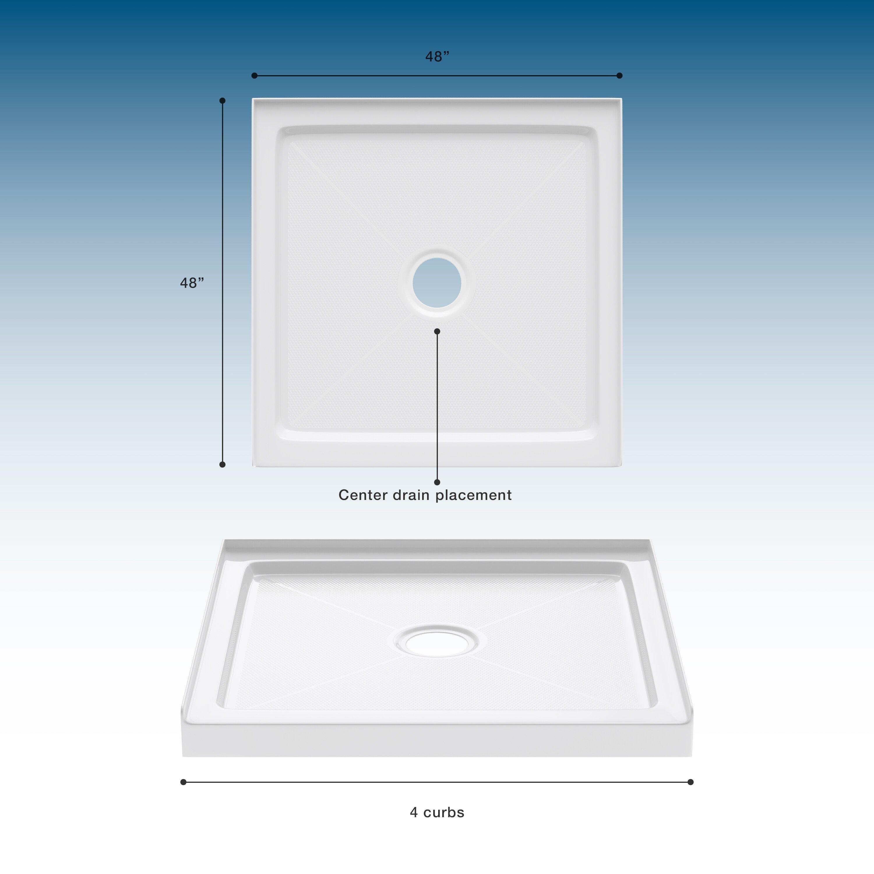 48 in. x 48 in. Shower Base with Center Drain in White 
