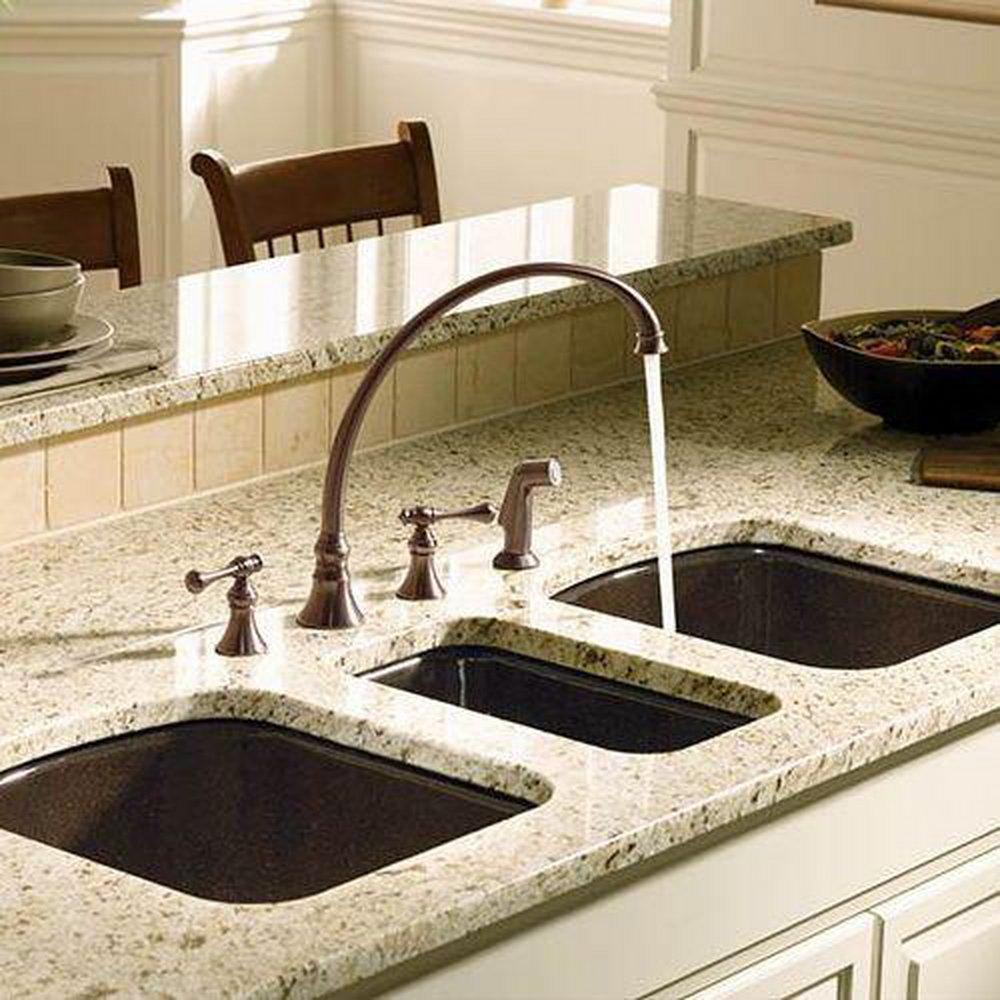 KOHLER Vibrant&reg; Polished Brass Two Handle Widespread Kitchen Faucet 