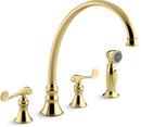 1.5 gpm Double Lever Handle Deckmount Kitchen Sink Faucet High Arc Spout in Vibrant Polished Brass