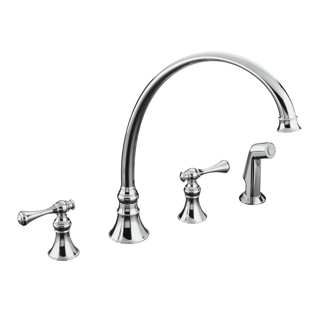 KOHLER Polished Chrome Two Handle Widespread Kitchen Faucet 