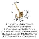 DOUBLE PRONG DECORATIVE HOOK *KINSALE CHAMPAGNE BRONZE 