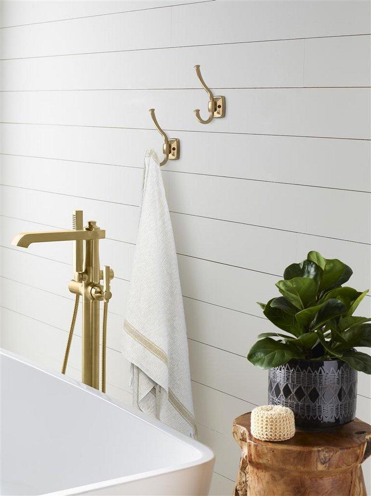 DOUBLE PRONG DECORATIVE HOOK *KINSALE CHAMPAGNE BRONZE 