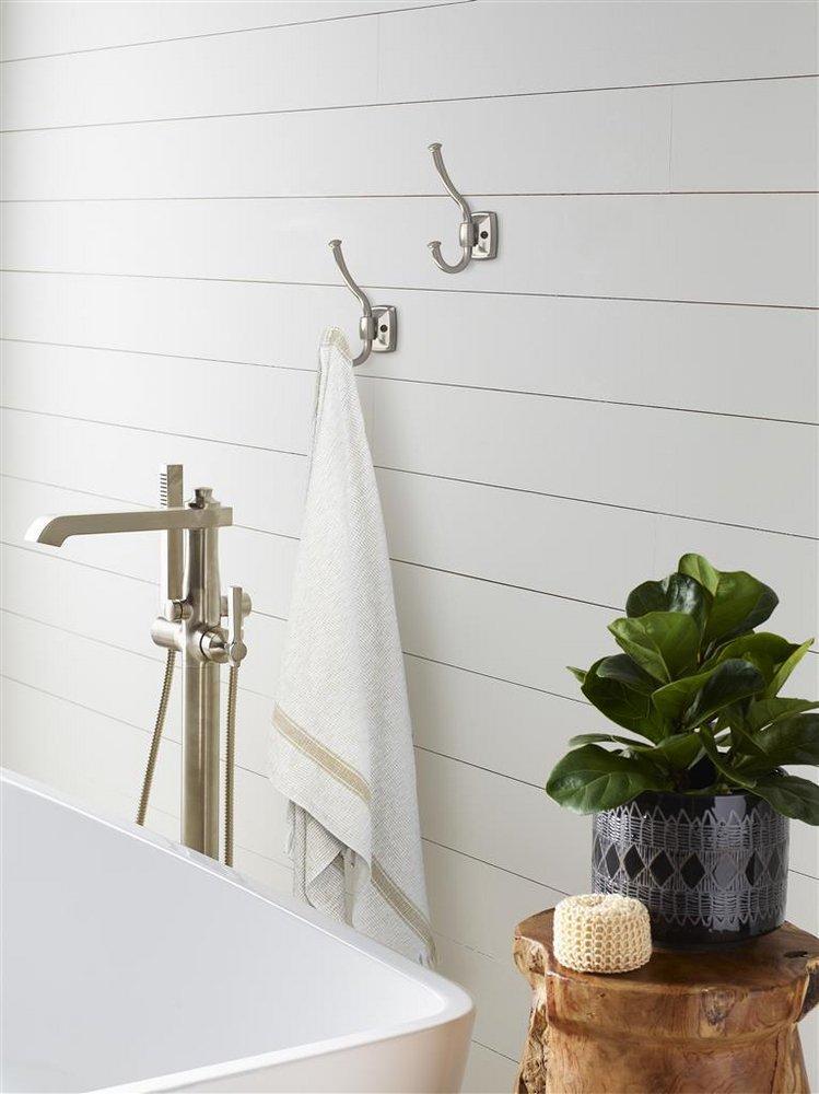 KINSALE TRANSITIONAL DOUBLE PRONG SATIN NICKEL WALL HOOK 