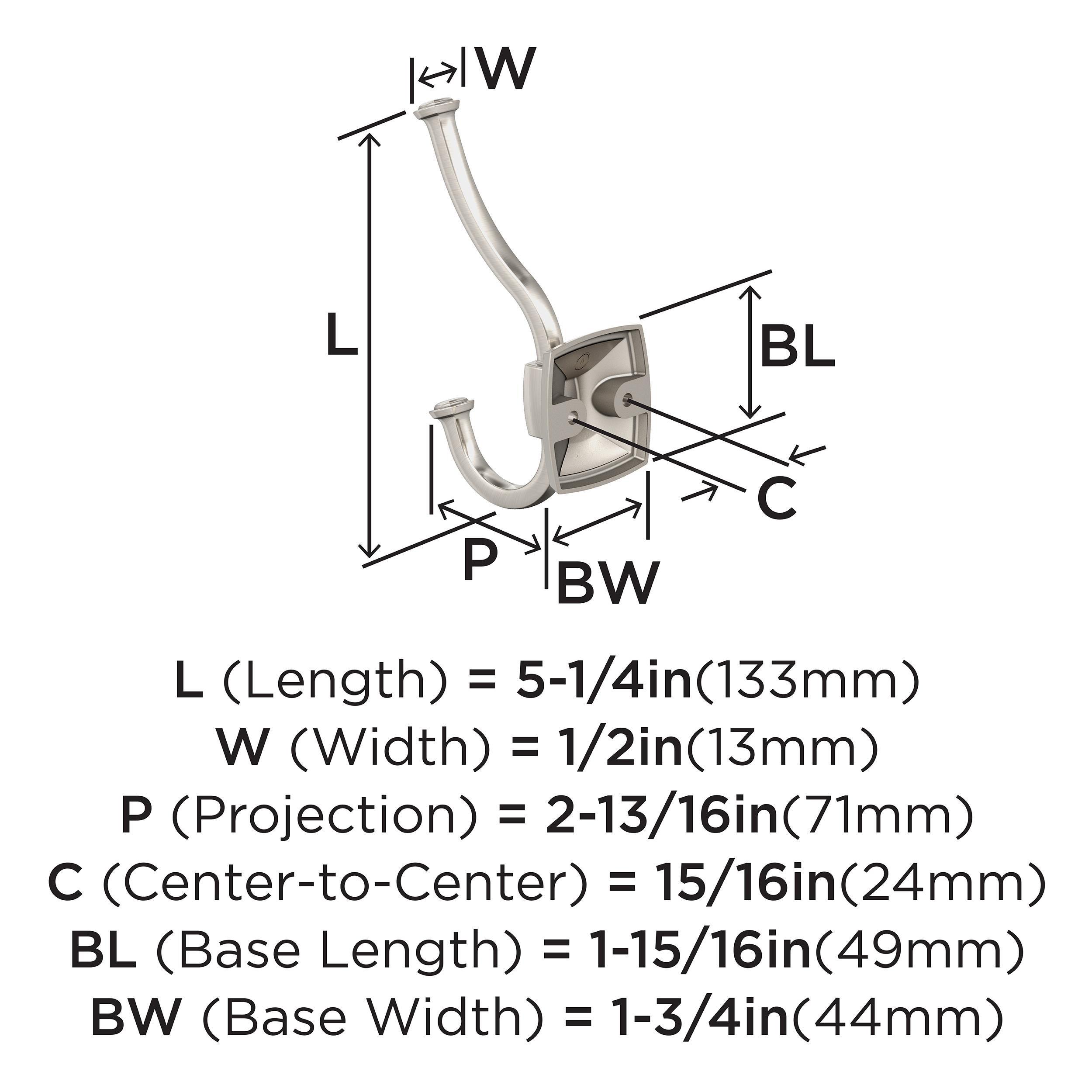 KINSALE TRANSITIONAL DOUBLE PRONG SATIN NICKEL WALL HOOK 