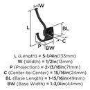 KINSALE TRANSITIONAL DOUBLE PRONG MATTE BLACK WALL HOOK 