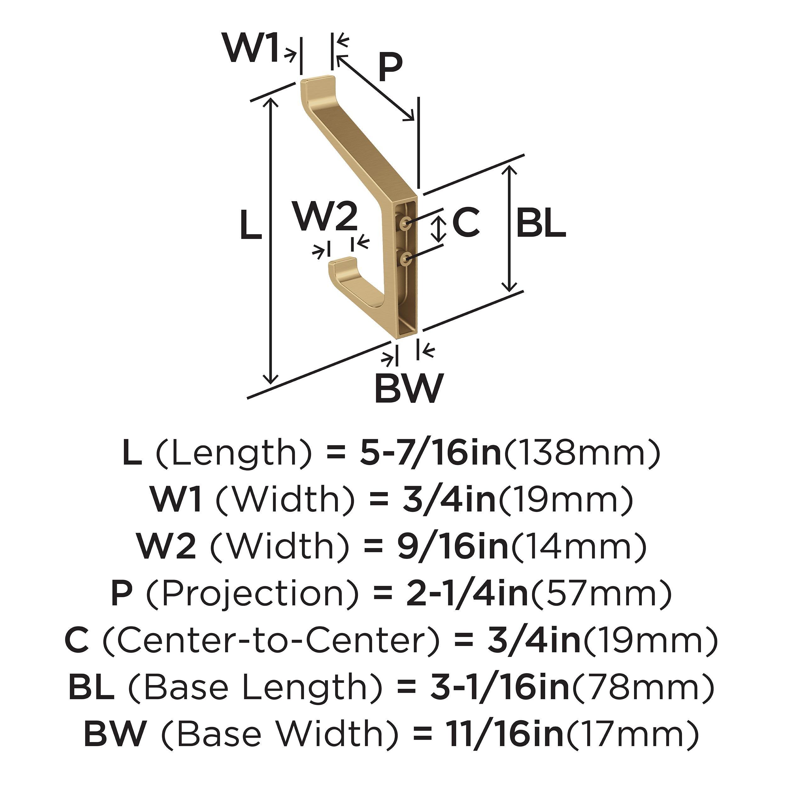 EMERGE CONTEMPORARY DOUBLE PRONG CHAMPAGNE BRONZE WALL HOOK 