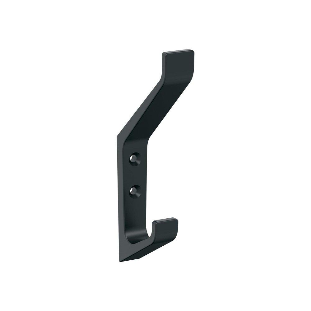 EMERGE CONTEMPORARY DOUBLE PRONG MATTE BLACK WALL HOOK 