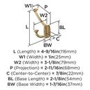 VICINITY TRADITIONAL TRIPLE PRONG CHAMPAGNE BRONZE WALL HOOK 