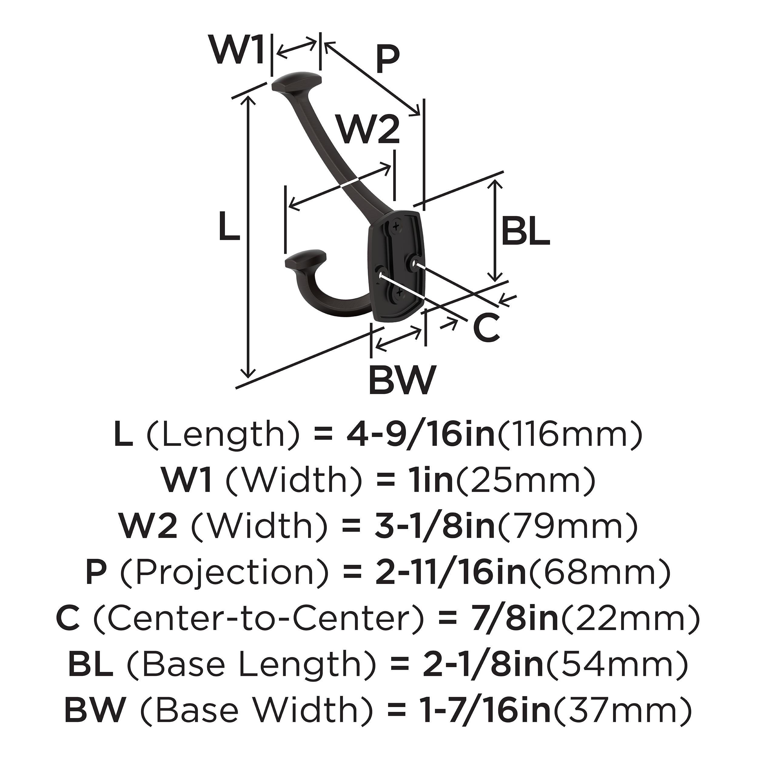 VICINITY TRADITIONAL TRIPLE PRONG OIL RUBBED BRONZE WALL HOOK 