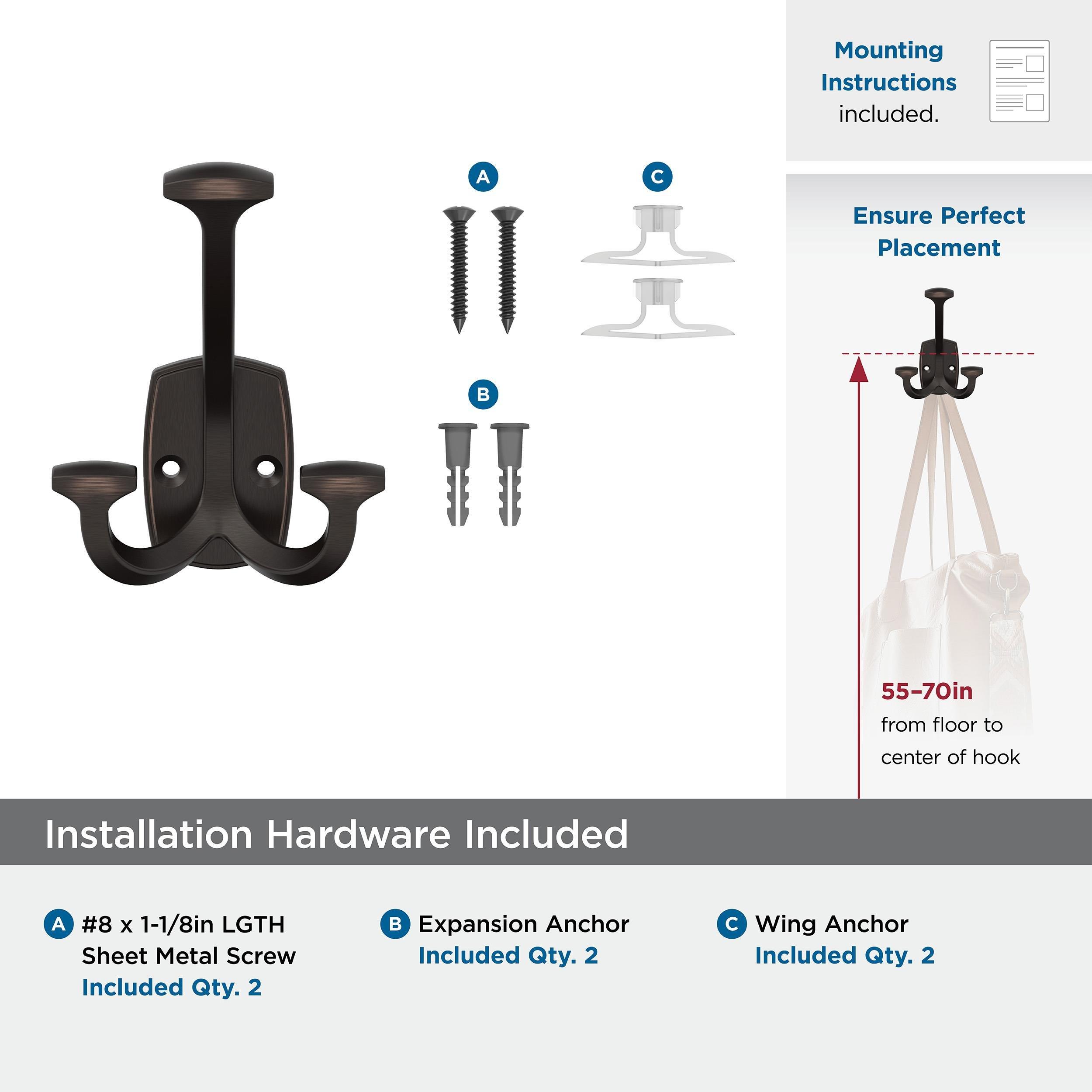 VICINITY TRADITIONAL TRIPLE PRONG OIL RUBBED BRONZE WALL HOOK 