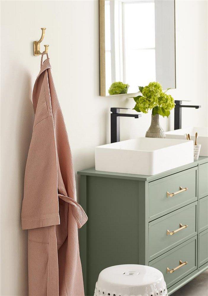 ALDER TRANSITIONAL DOUBLE PRONG CHAMPAGNE BRONZE WALL HOOK 