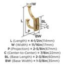 ALDER TRANSITIONAL DOUBLE PRONG CHAMPAGNE BRONZE WALL HOOK 