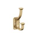 ALDER TRANSITIONAL DOUBLE PRONG CHAMPAGNE BRONZE WALL HOOK 