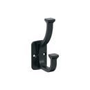 ALDER TRANSITIONAL DOUBLE PRONG MATTE BLACK WALL HOOK 