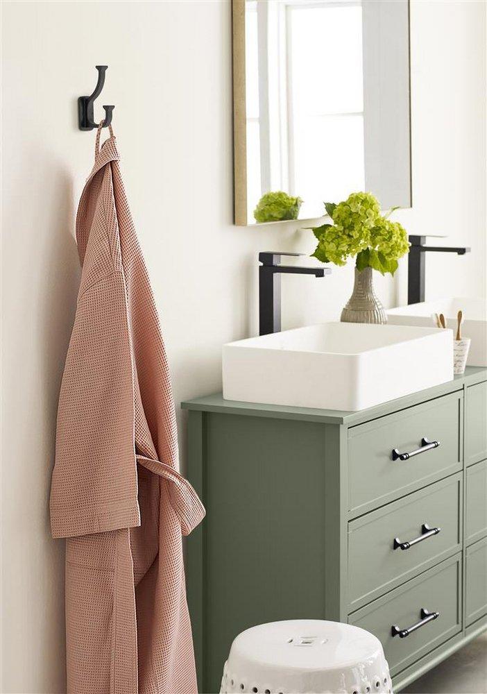 ALDER TRANSITIONAL DOUBLE PRONG MATTE BLACK WALL HOOK 