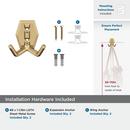 BENTON TRANSITIONAL DOUBLE PRONG CHAMPAGNE BRONZE WALL HOOK 